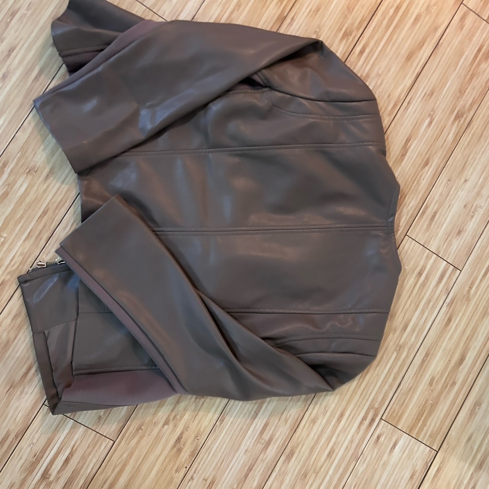 Chicos  Taupe Faux  Leather Jacket - Picture 3 of 6